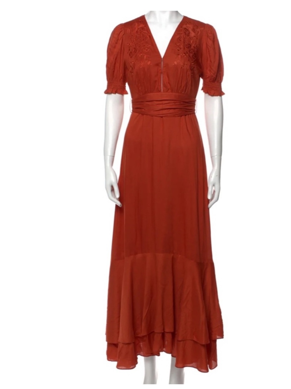 Cleobella Rust Orange V-Neck Maxi Dress